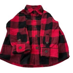 THE CHILDREN’S PLACE LONG SLEEVE FLANNEL SHIRT, UNISEX CHILD, 2T, BLACK & RED
